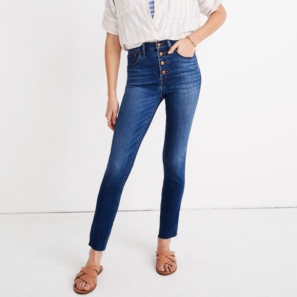 Madewell Denim - Madewell 10" High Rise Skinny Button Fly Blue Jeans Size 25